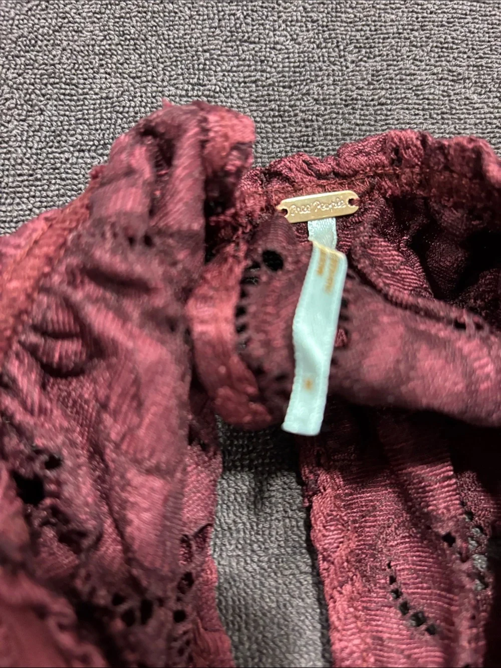 Free People Burgundy Lace Peasant Blouse